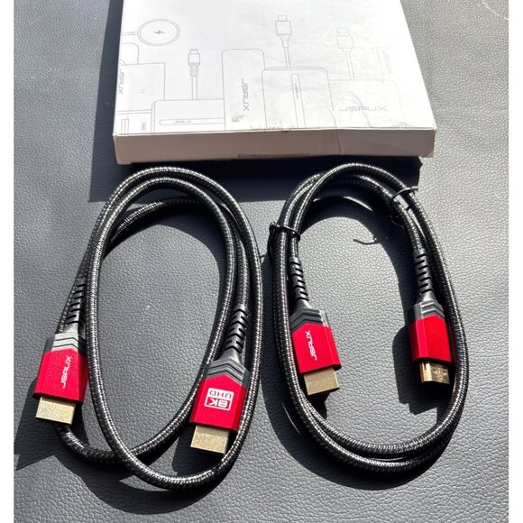 8K HDMI Cable 2-Pack 6.6Ft Braided Cord High-Speed Audio Video- FREE SHIPPING! - Picture 2 of 4